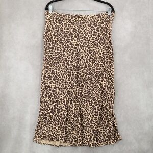 By Anthropologie Animal Print Leopard‎ Flare Knee Length Midi Skirt Plus 14